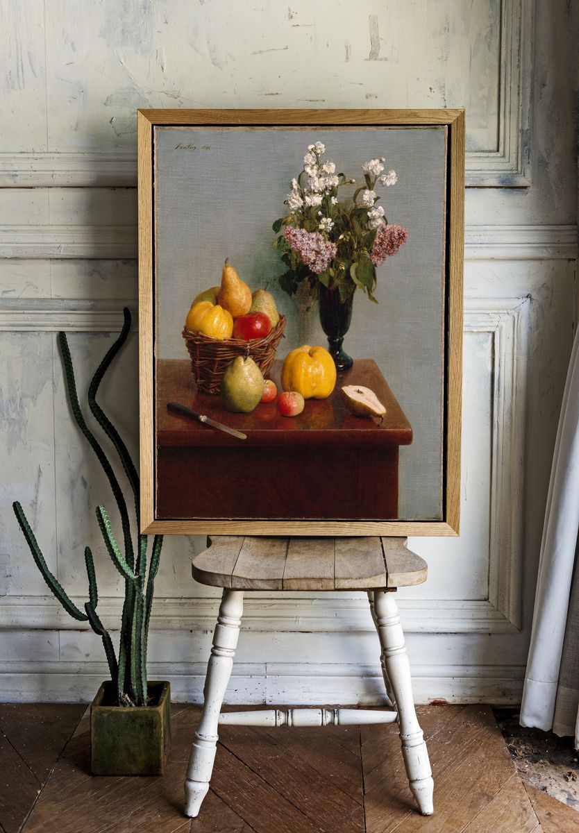 Still Life with Flowers and Fruit by Henri Fantin-Latour — Art Print. — room view 1
