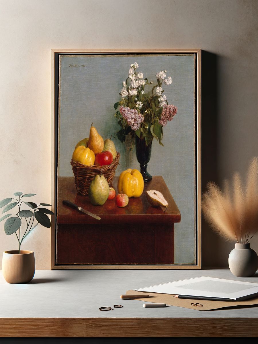 Still Life with Flowers and Fruit by Henri Fantin-Latour — Art Print. — room view 2