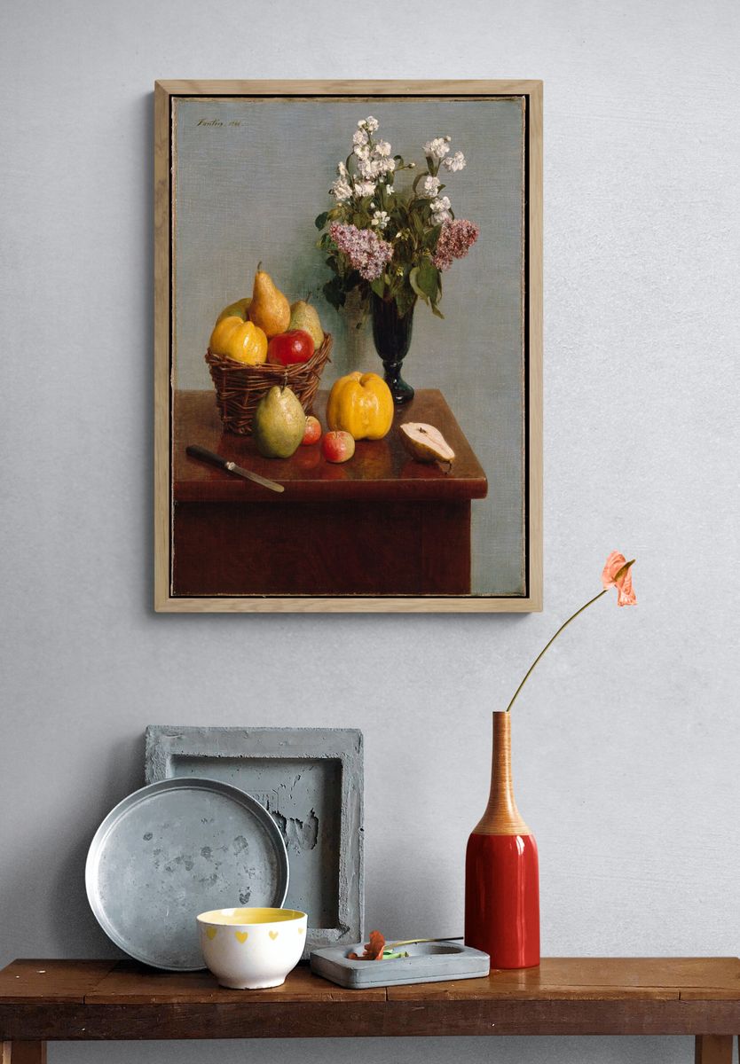 Still Life with Flowers and Fruit by Henri Fantin-Latour — Art Print. — room view 3