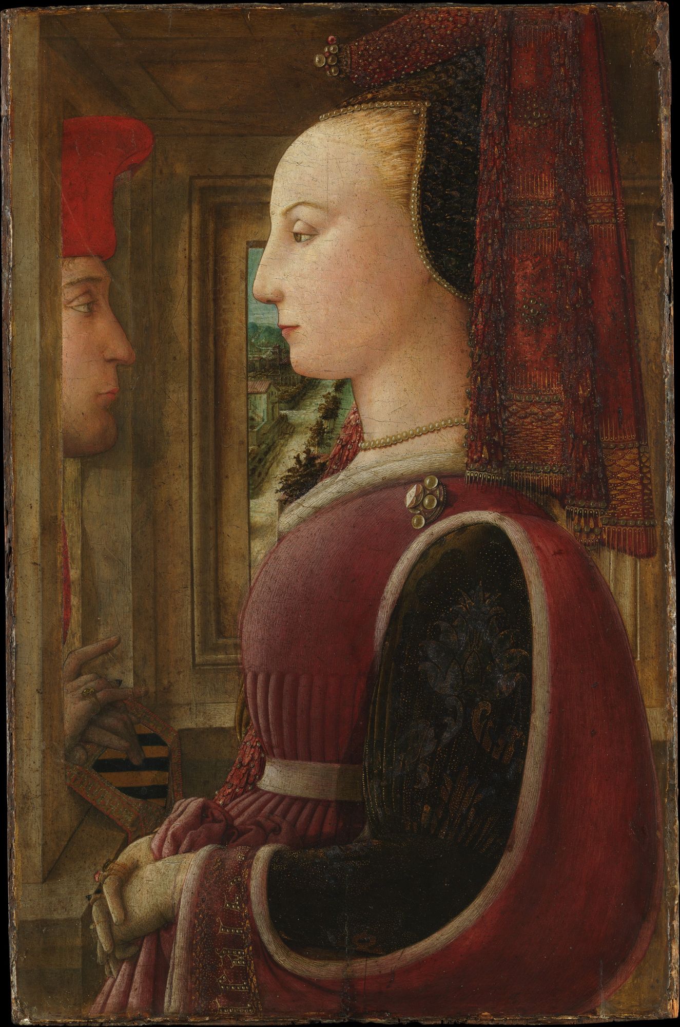 Portrait of a Woman with a Man at a Casement by Fra Filippo Lippi — Art Print. poster — fine-art art