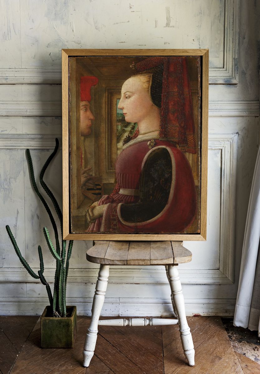 Portrait of a Woman with a Man at a Casement by Fra Filippo Lippi — Art Print. room preview
