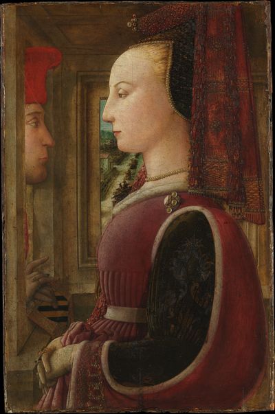 Portrait of a Woman with a Man at a Casement by Fra Filippo Lippi — Art Print. poster print