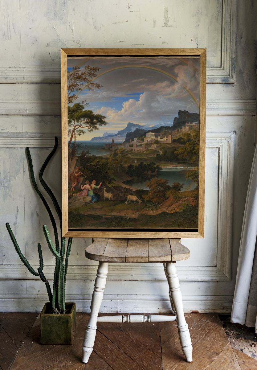 Heroic Landscape with Rainbow by Joseph Anton Koch — Art Print. room preview