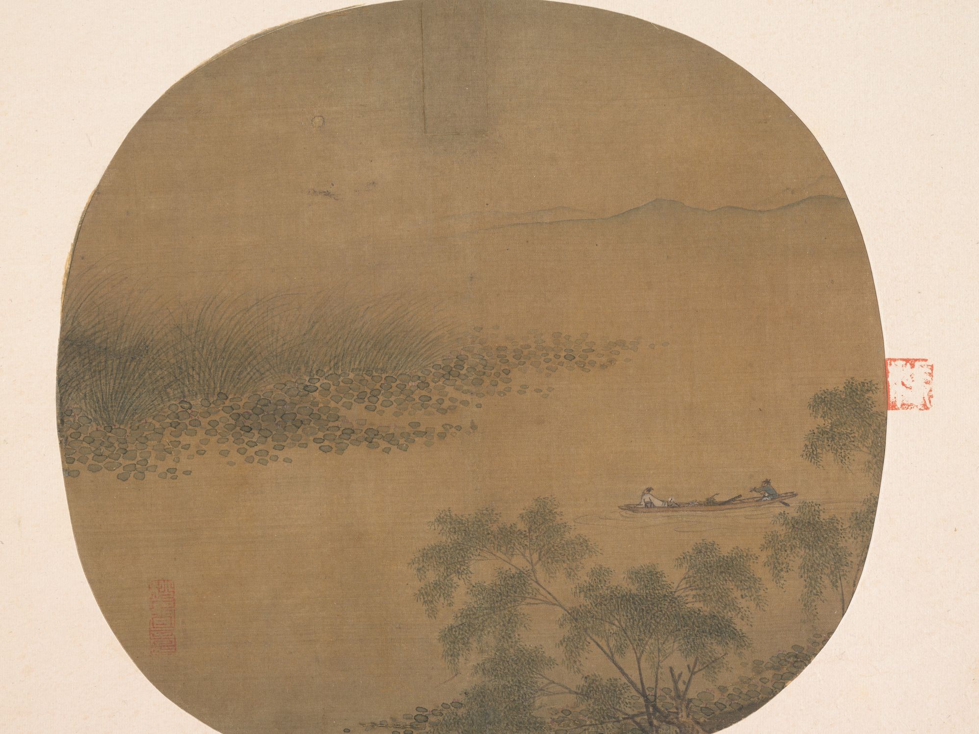 Boating by a Willow Bank by Unidentified artist — Art Print. poster detail