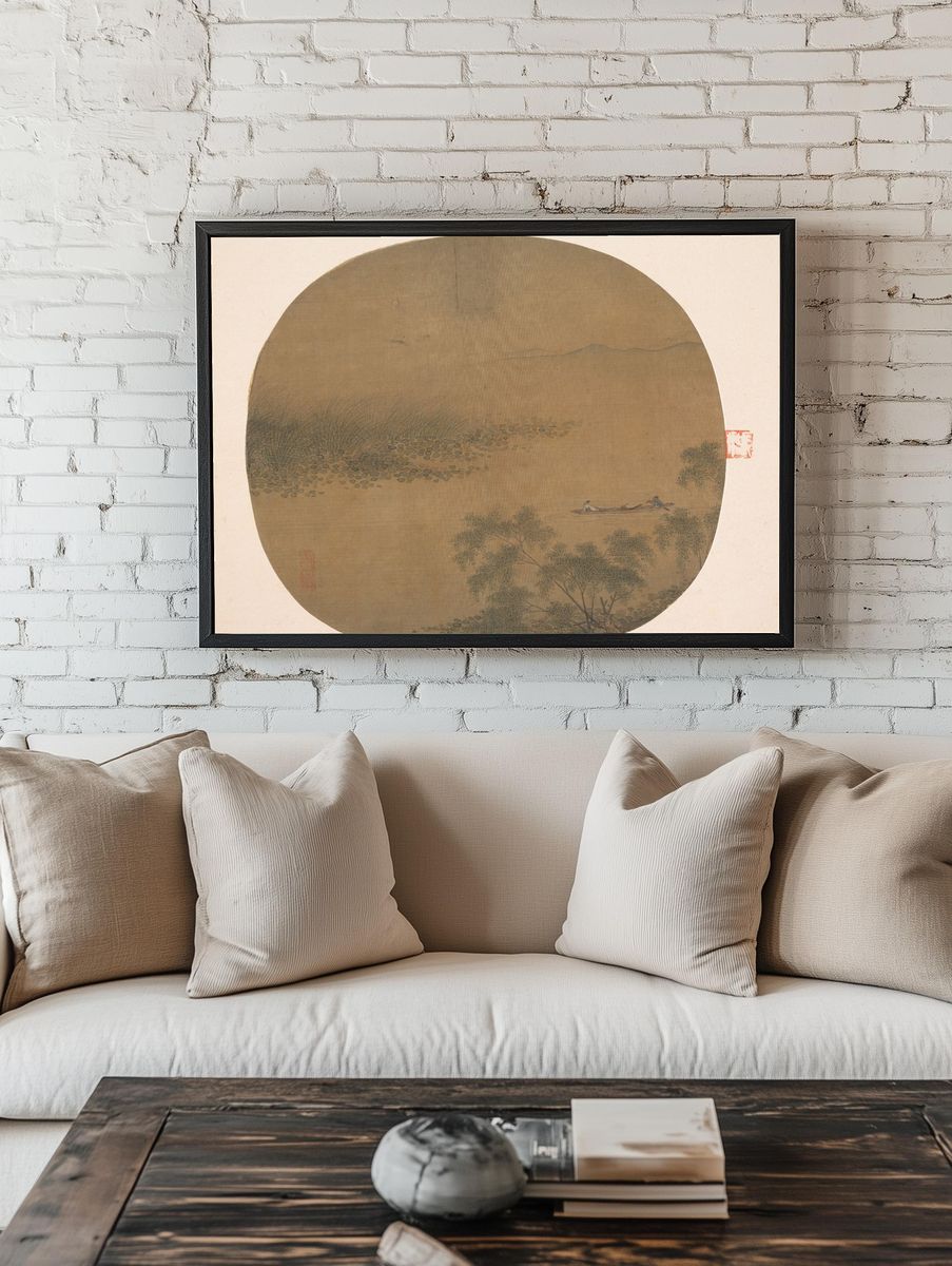 Boating by a Willow Bank by Unidentified artist — Art Print. — room view 1