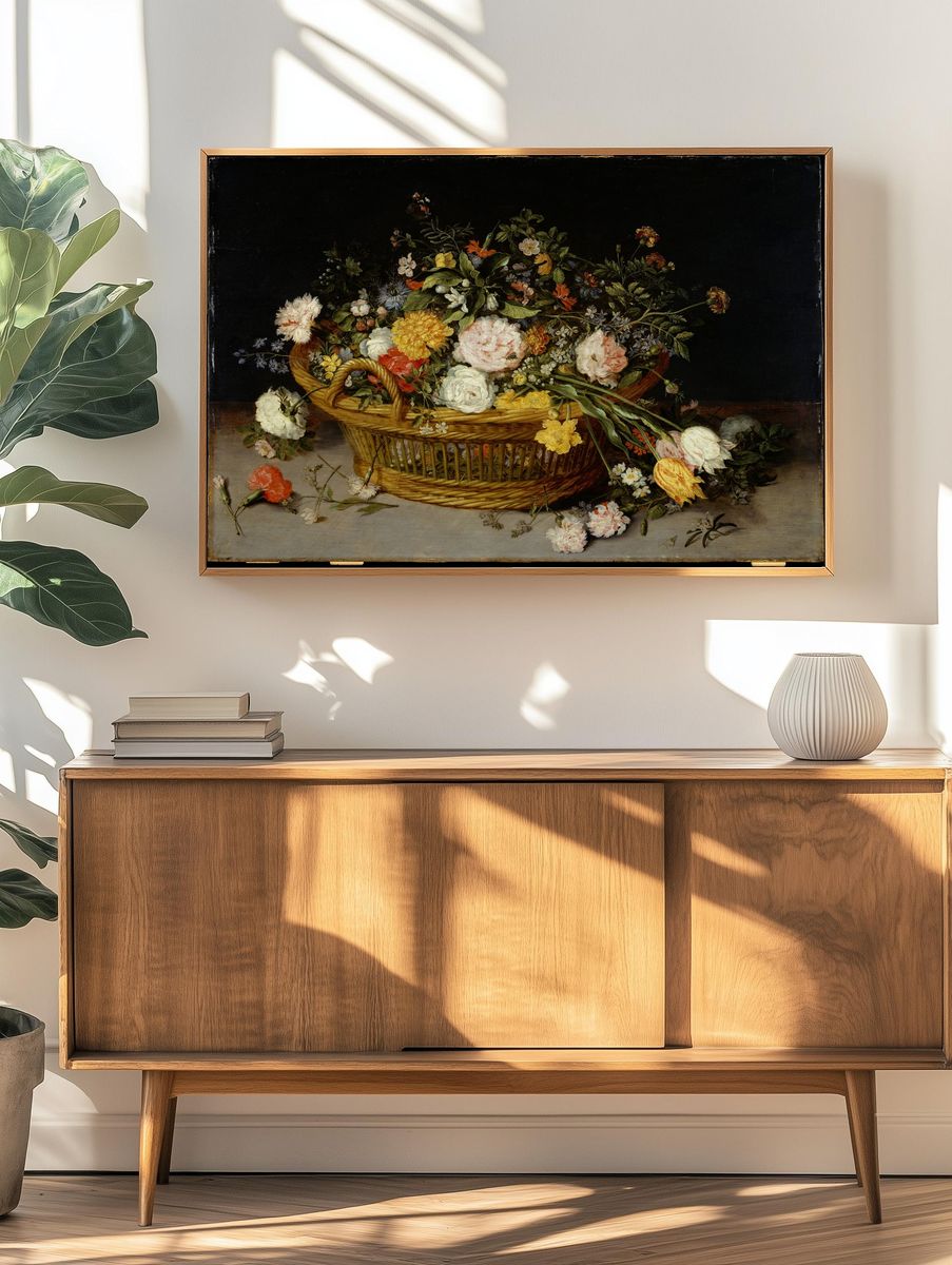 A Basket of Flowers by Jan Brueghel the Younger — Art Print. — room view 3