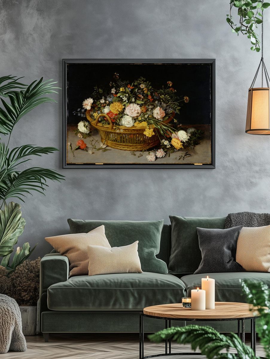 A Basket of Flowers by Jan Brueghel the Younger — Art Print. — room view 4