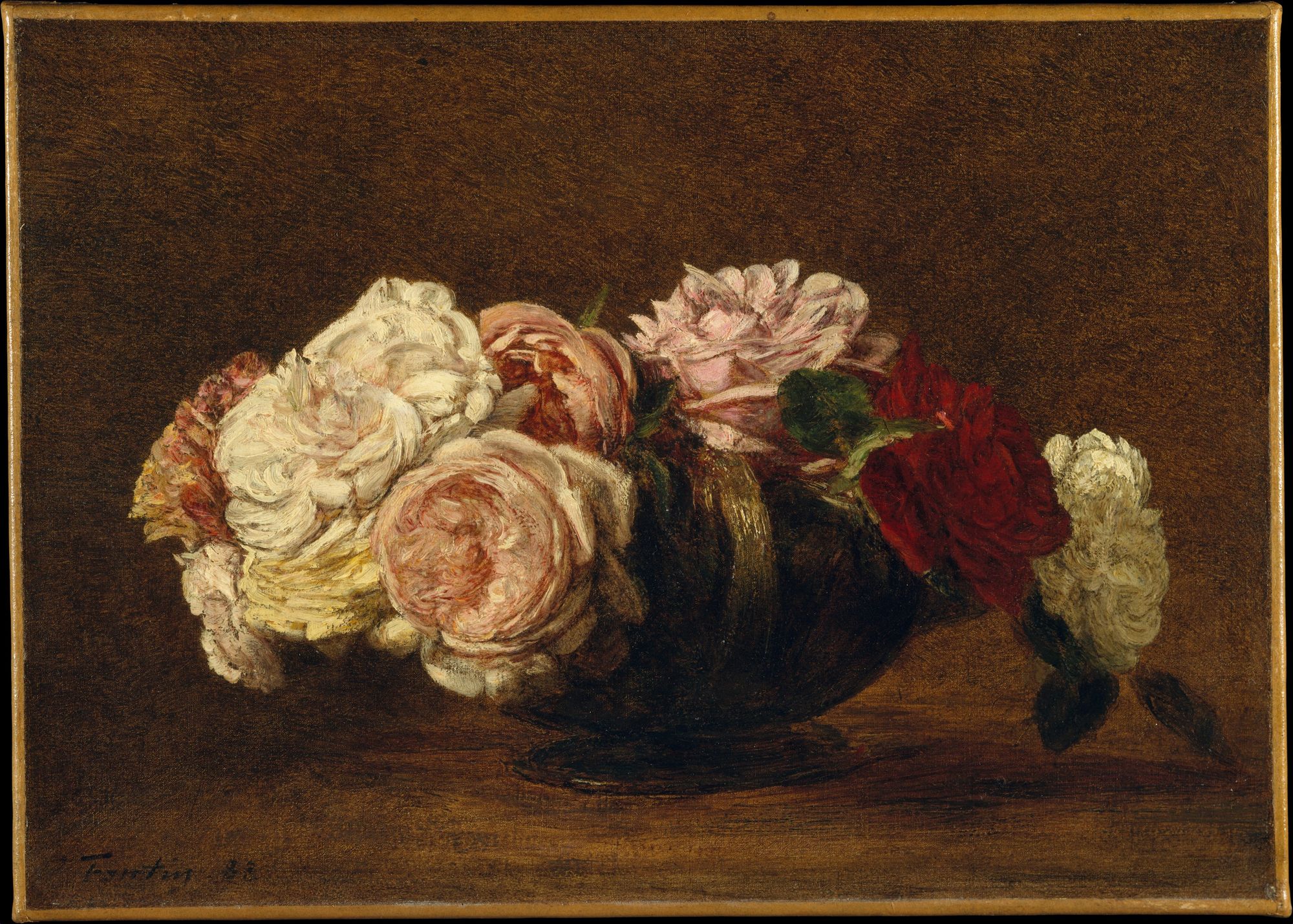 Roses in a Bowl by Henri Fantin-Latour — Art Print. poster detail