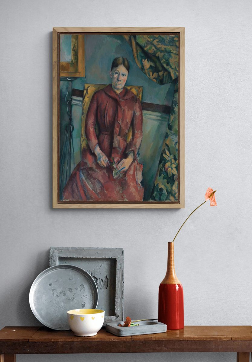 Madame Cézanne (Hortense Fiquet, 1850–1922) in a Red Dress by Paul Cézanne — Art Print. — room view 3