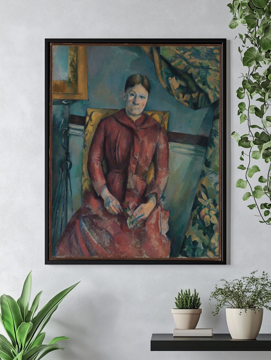 Madame Cézanne (Hortense Fiquet, 1850–1922) in a Red Dress by Paul Cézanne — Art Print. — room view 4