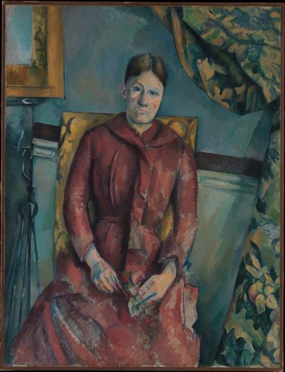 Madame Cézanne (Hortense Fiquet, 1850–1922) in a Red Dress by Paul Cézanne — Art Print. poster print