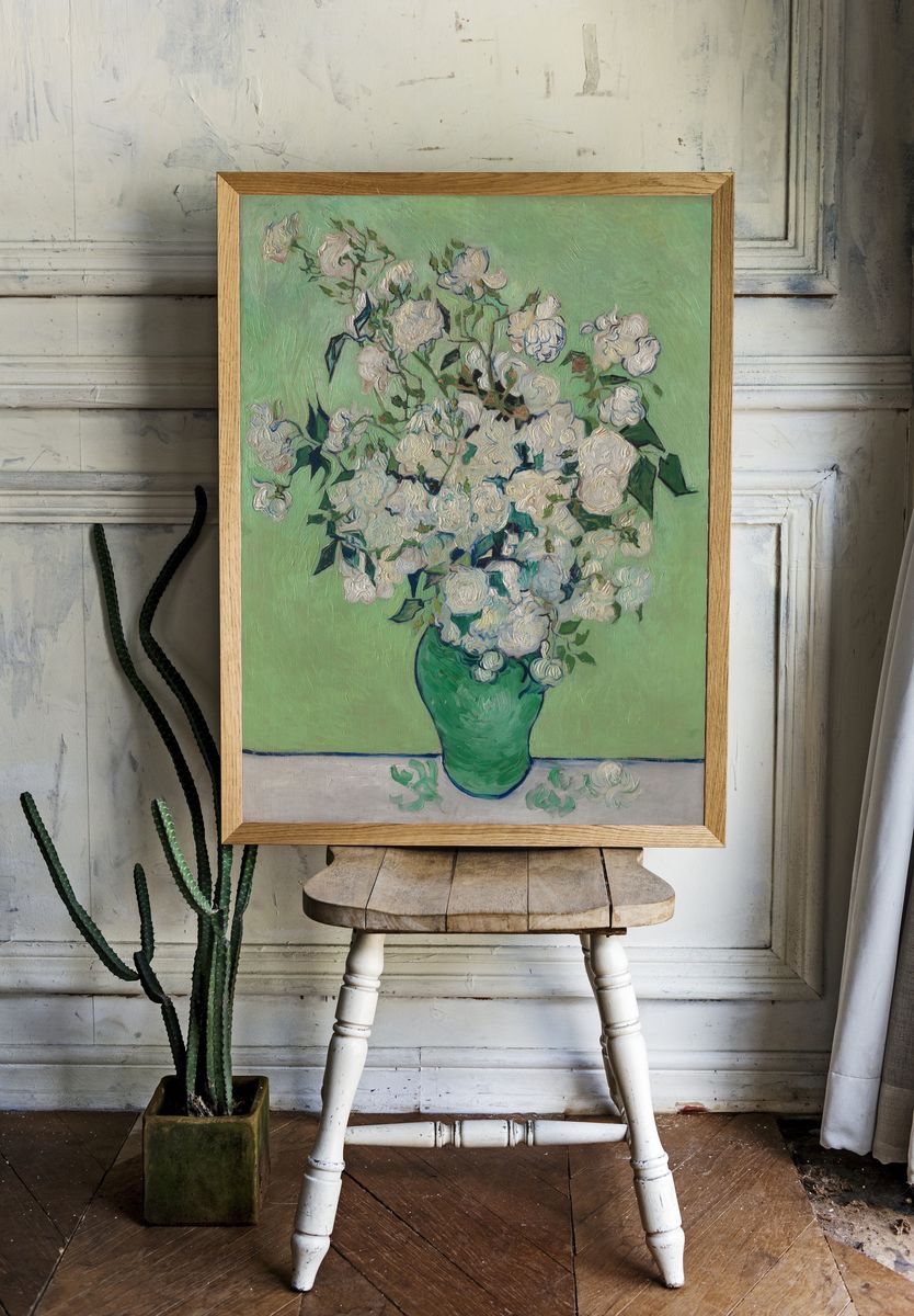 Roses by Vincent van Gogh — Art Print. — room view 1