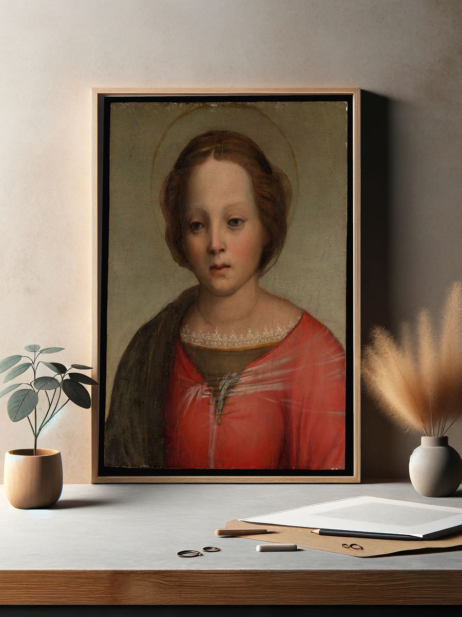 Head of the Madonna by Franciabigio (Francesco di Cristofano) — Art Print. — room view 2