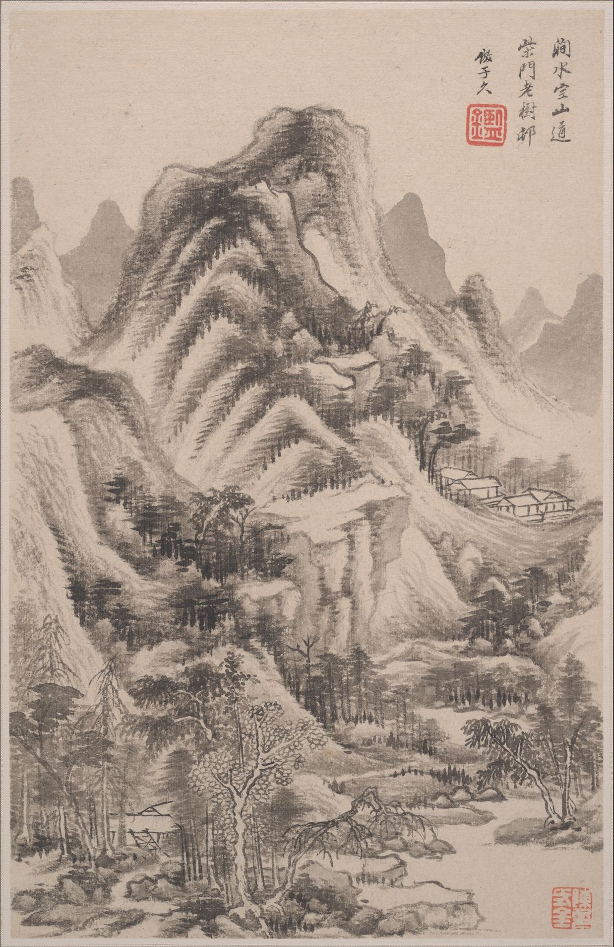 Landscapes in the styles of old masters by Wang Jian — Art Print. poster detail