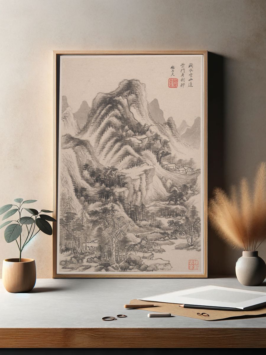 Landscapes in the styles of old masters by Wang Jian — Art Print. — room view 2