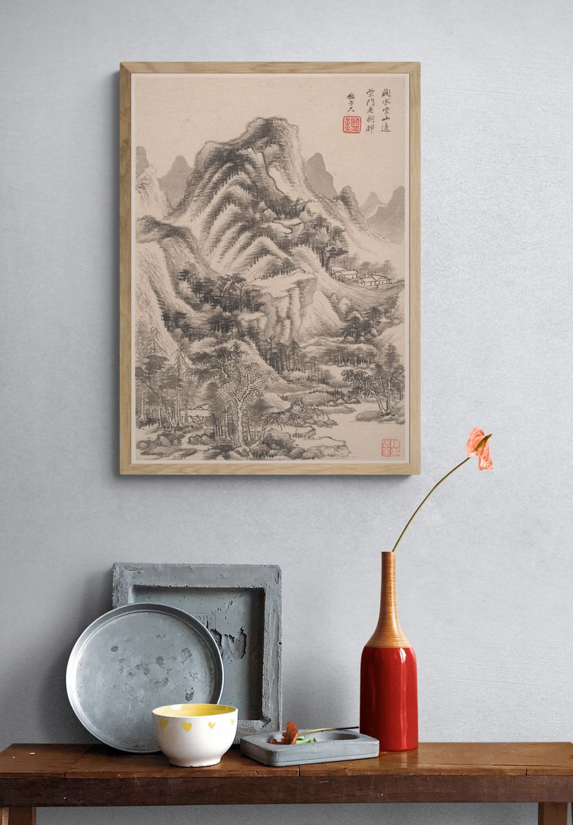 Landscapes in the styles of old masters by Wang Jian — Art Print. — room view 3