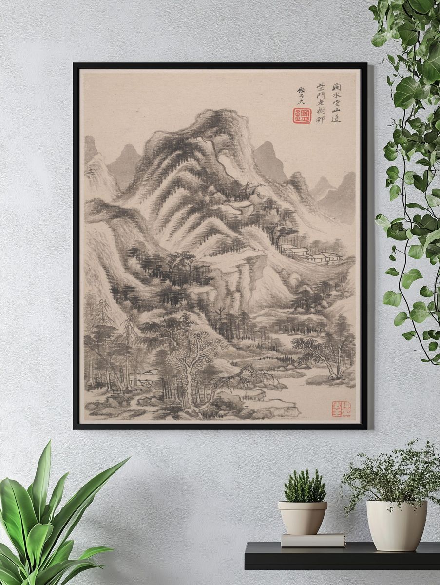 Landscapes in the styles of old masters by Wang Jian — Art Print. — room view 4