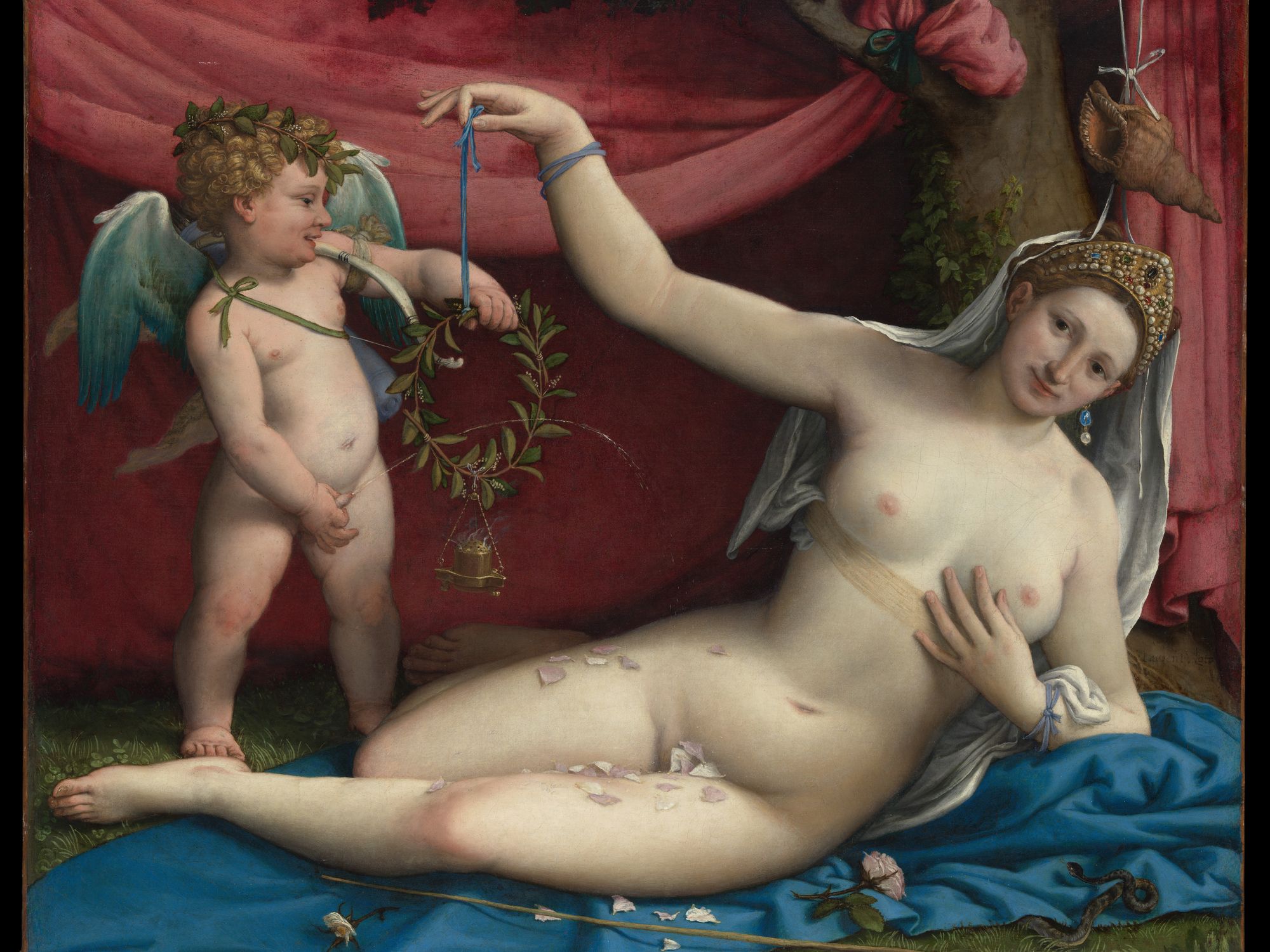 Venus and Cupid by Lorenzo Lotto — Art Print. poster detail