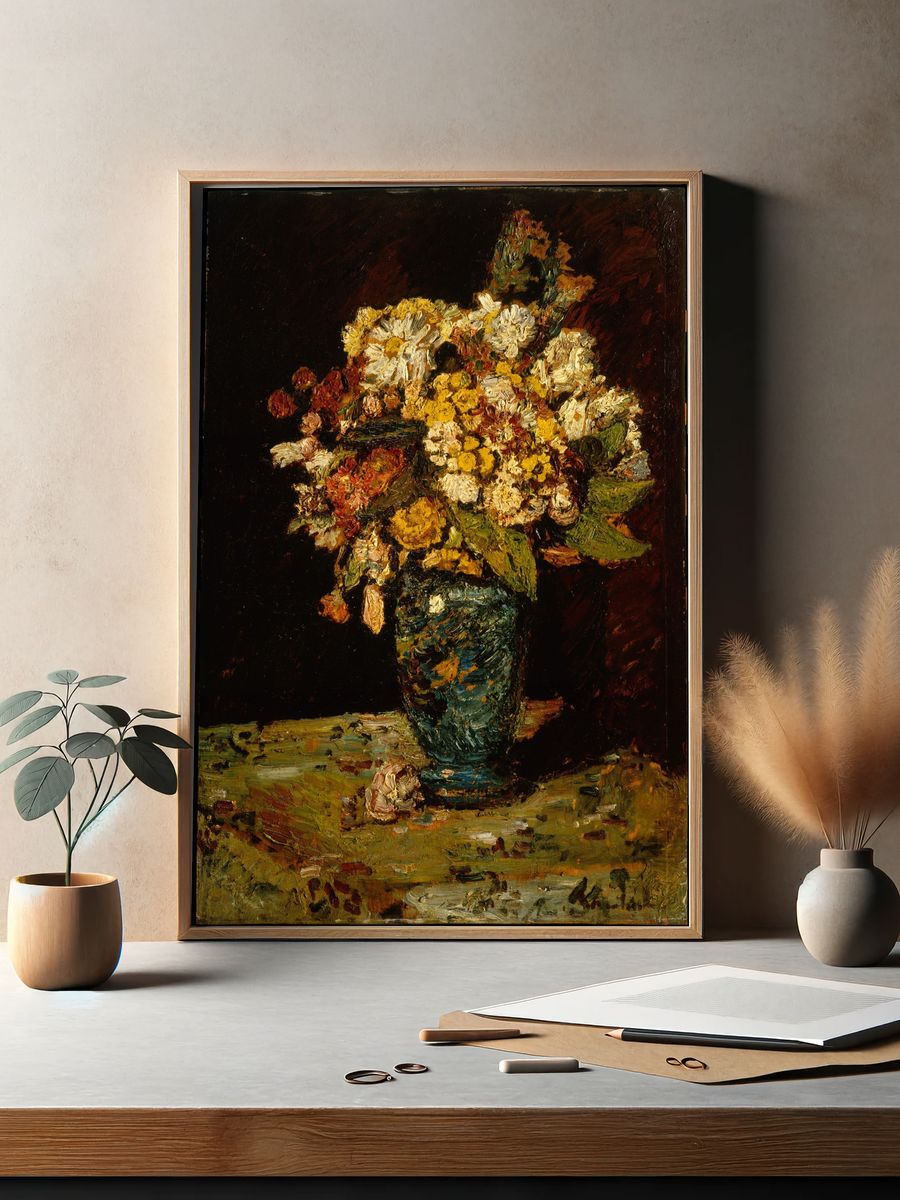 Flowers in a Blue Vase by Adolphe Monticelli — Art Print. — room view 2