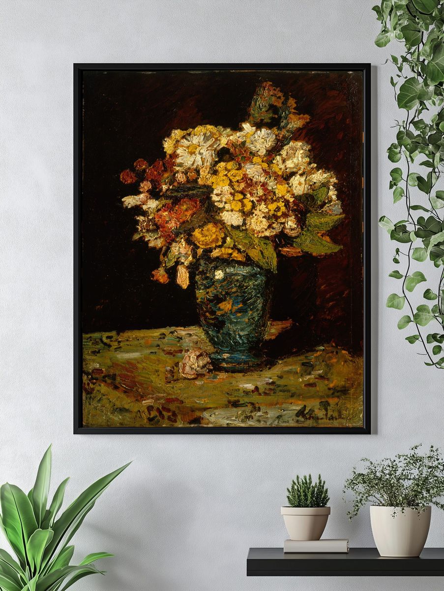 Flowers in a Blue Vase by Adolphe Monticelli — Art Print. — room view 4