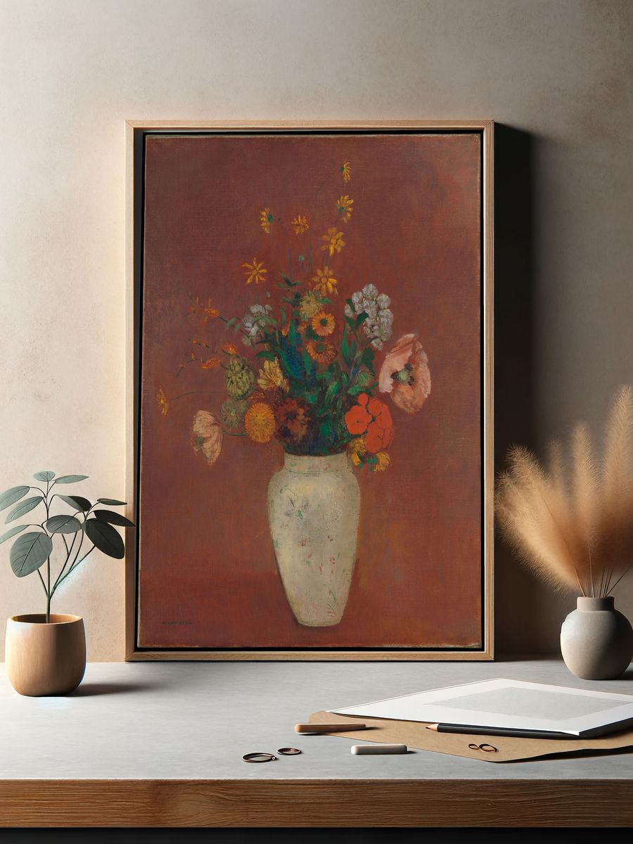 Bouquet in a Chinese Vase by Odilon Redon — Art Print. — room view 2