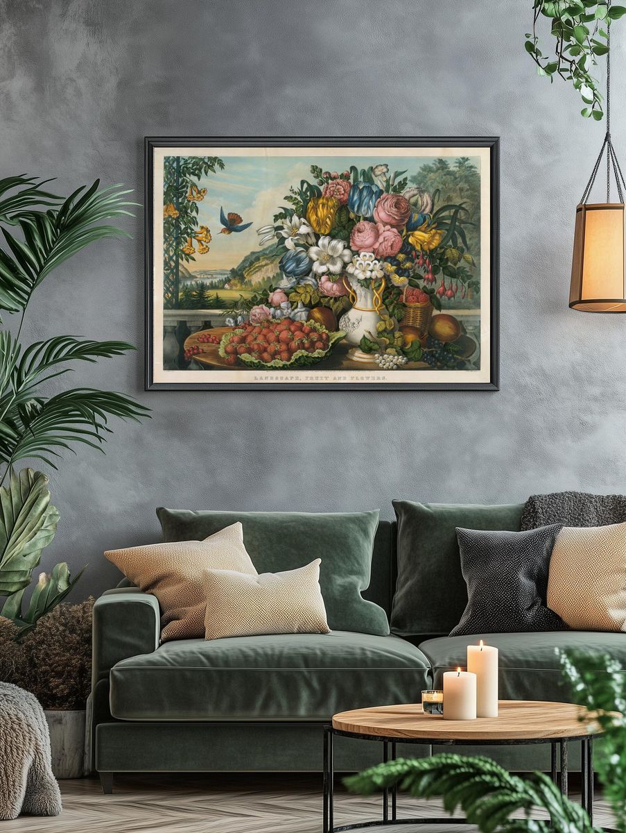Landscape – Fruit and Flowers by Frances Flora Bond Palmer — Art Print. — room view 4