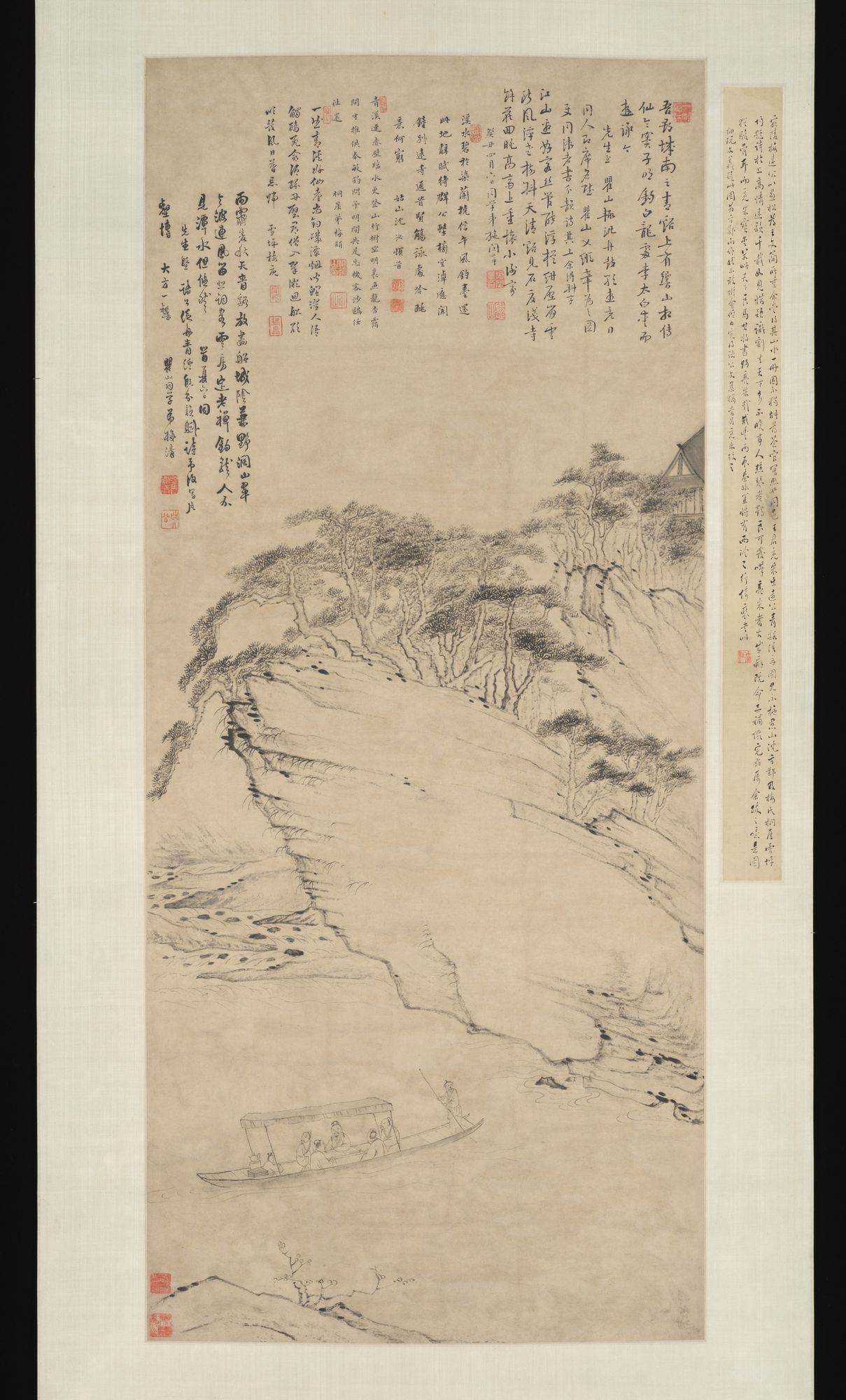 Boating beneath Echo Hill by Mei Qing — Art Print. poster — fine-art art