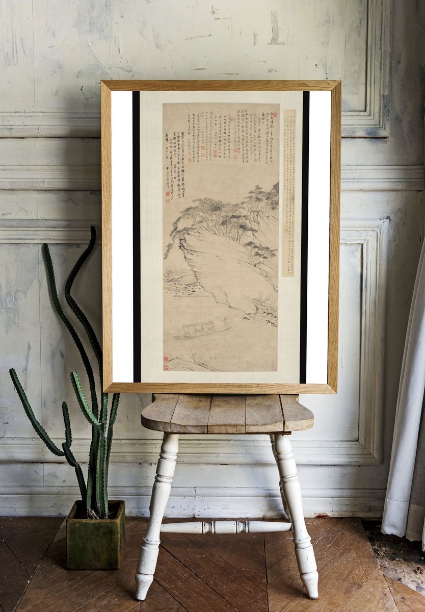 Boating beneath Echo Hill by Mei Qing — Art Print. room preview
