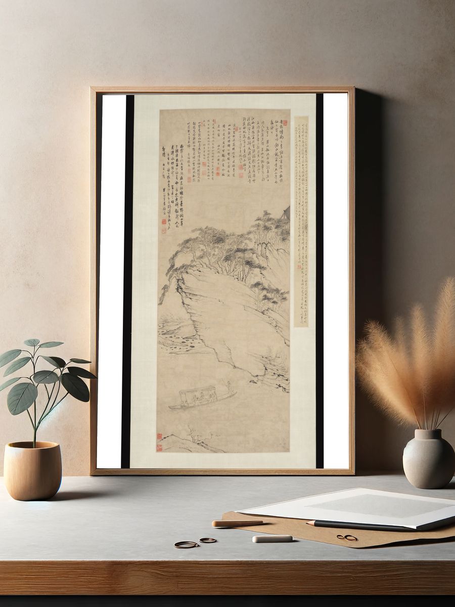Boating beneath Echo Hill by Mei Qing — Art Print. — room view 2