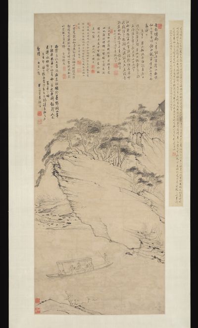 Boating beneath Echo Hill by Mei Qing — Art Print. poster