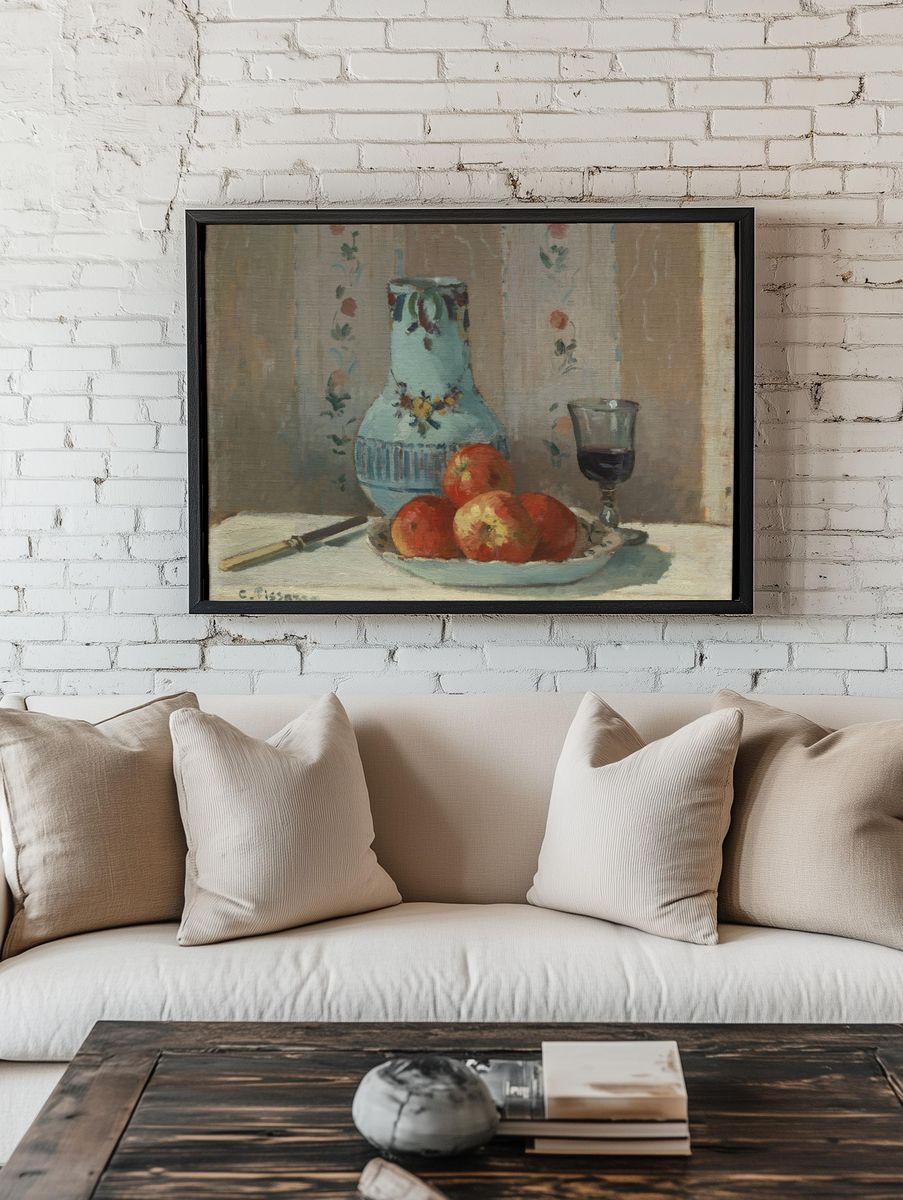 Still Life with Apples and Pitcher by Camille Pissarro — Art Print. — room view 1