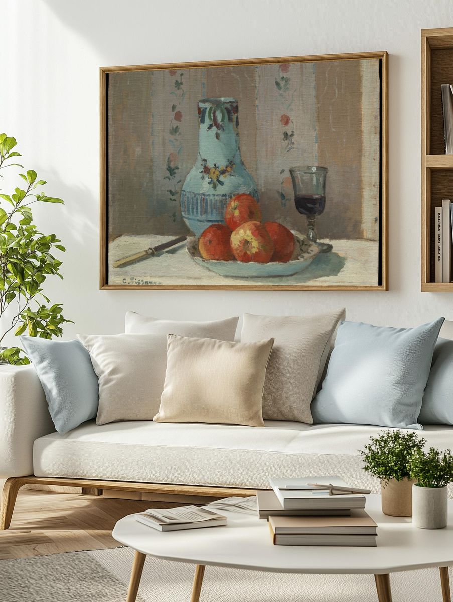 Still Life with Apples and Pitcher by Camille Pissarro — Art Print. — room view 2