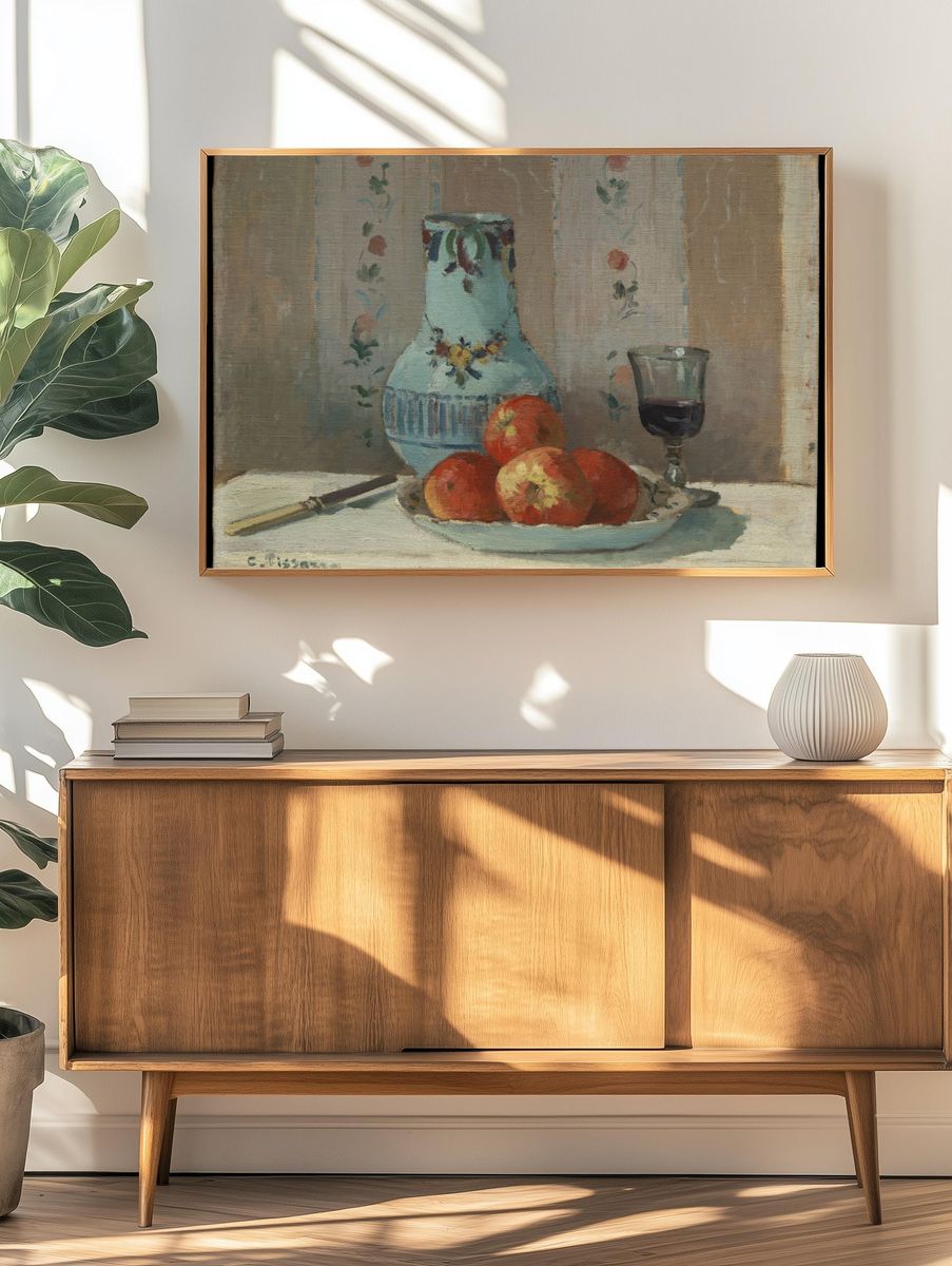 Still Life with Apples and Pitcher by Camille Pissarro — Art Print. — room view 3