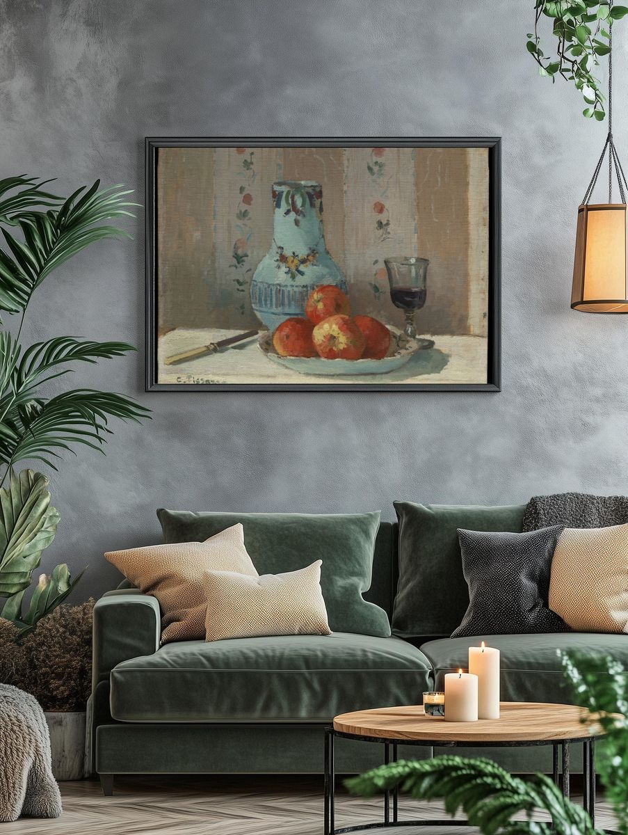 Still Life with Apples and Pitcher by Camille Pissarro — Art Print. — room view 4
