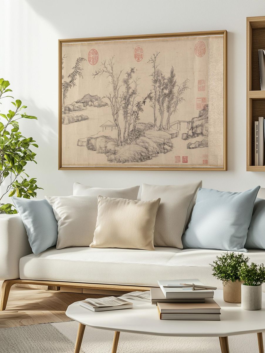 Summer retreat in the eastern grove by Wen Zhengming — Art Print. — room view 2