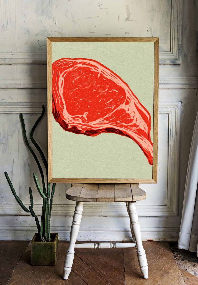 Steak Illustration Poster. — room view 1