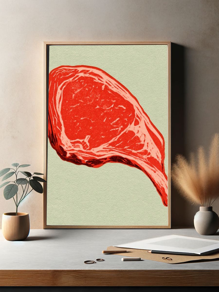 Steak Illustration Poster. — room view 2