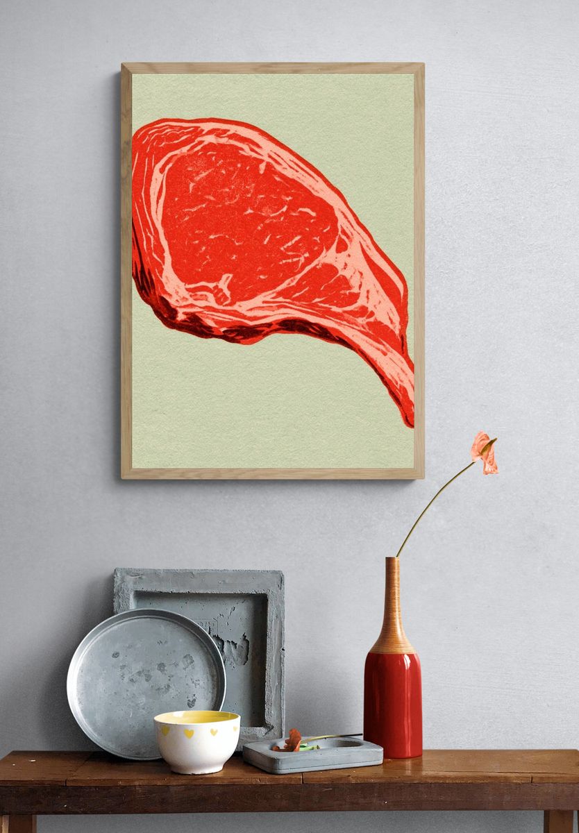 Steak Illustration Poster. — room view 3