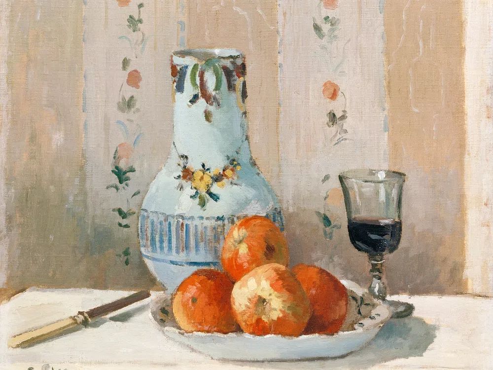Still Life Apples Pitcher (1872). poster — fine-art art