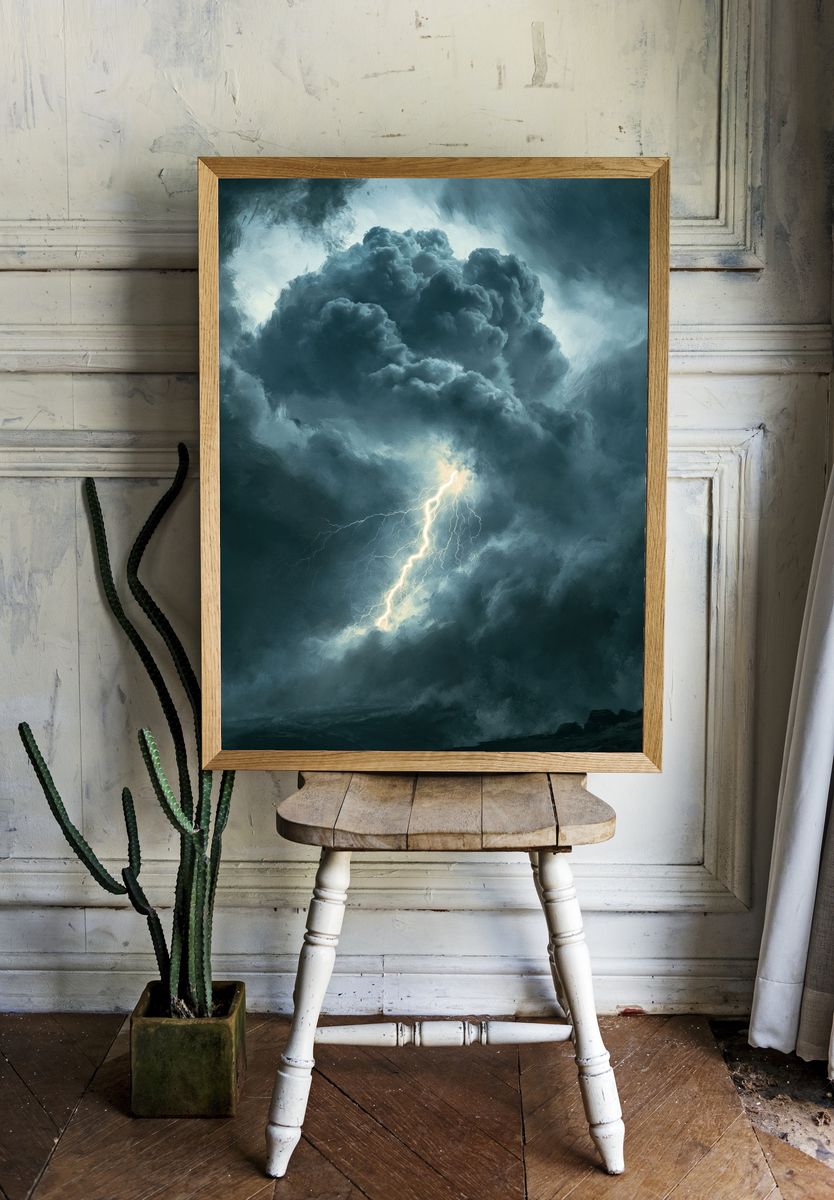 Storm Lightning Cloudscape Print. room preview