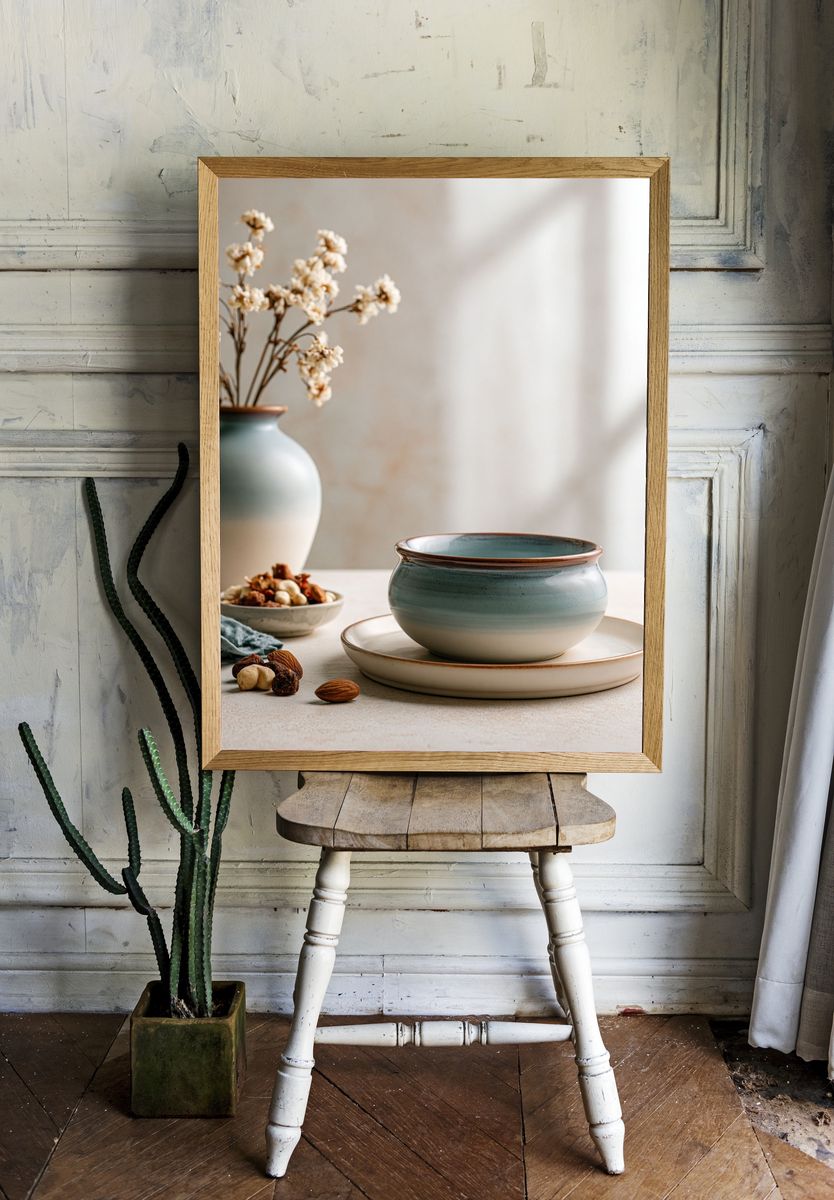 Serene Still Life Ceramic Poster. — room view 1
