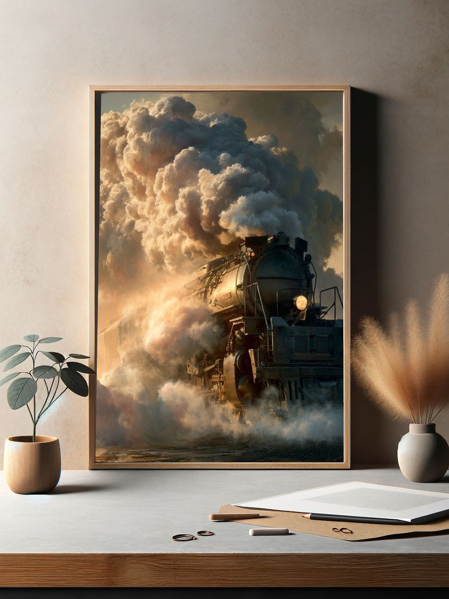 Steam Locomotive Cloudburst Poster. — room view 2