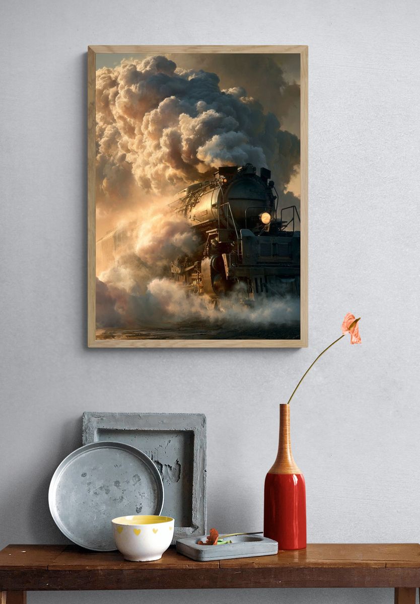 Steam Locomotive Cloudburst Poster. — room view 3