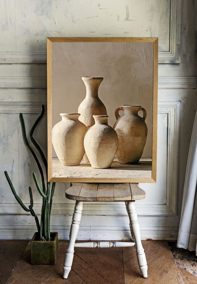 Terracotta Vases Still Life Print. — room view 1