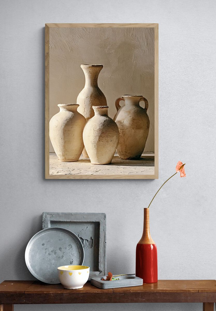Terracotta Vases Still Life Print. — room view 3