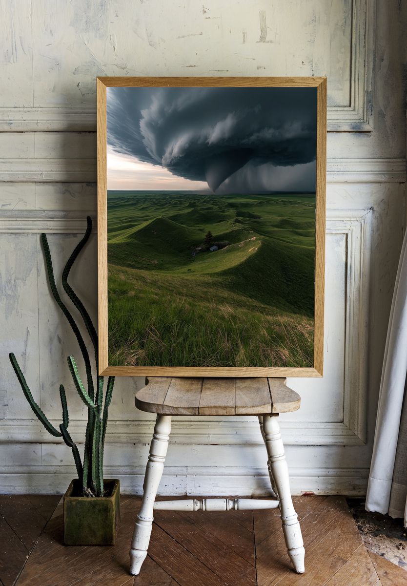 Storm Over Green Hills Photography Poster. — room view 1