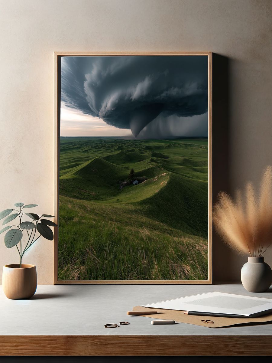 Storm Over Green Hills Photography Poster. — room view 2