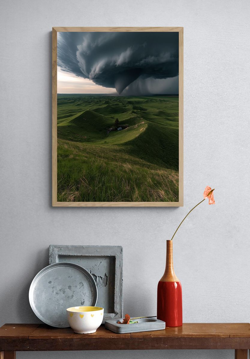 Storm Over Green Hills Photography Poster. — room view 3