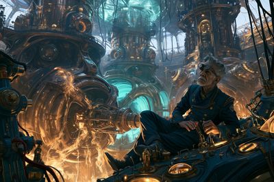 Steampunk Inventor Digital Art Poster.