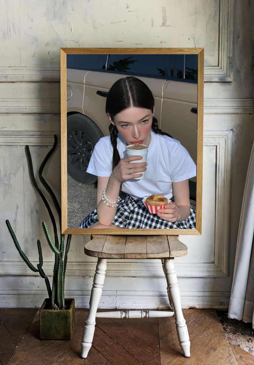 Street Portrait with Coffee Poster. — room view 1